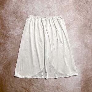 Vintage 70s Warner's Perfect Measure Midi Half Slip Skirt White Center Slit